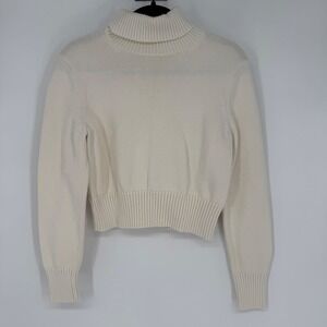 Sunday Best Cropped Turtle Neck Sweater Cream Whtie MEDIUM